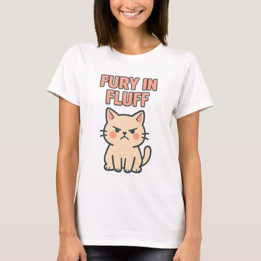 Angry Cat Cartoon Design Tシャツ (正面)