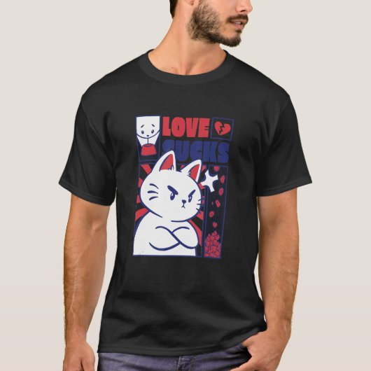 Angry Cat Funny Anti Valentines Day Tシャツ (正面)