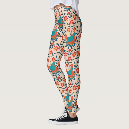 Angry Chicken Floral レギンス (左)