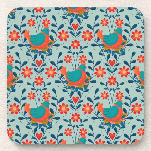 Angry Colorful Chicken コースター (正面)