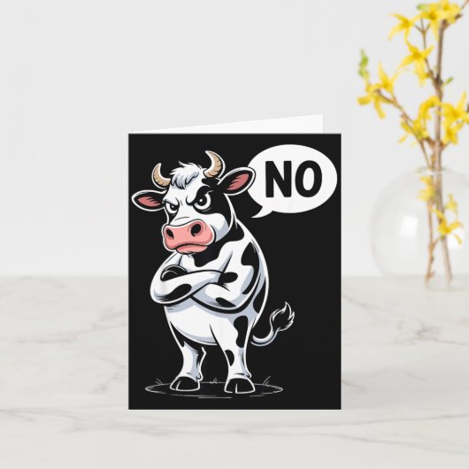 Angry Cow No - Funny Cow Lover Dairy Farmer  カード (黄色い花)