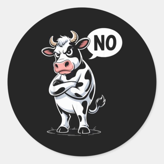 Angry Cow No - Funny Cow Lover Dairy Farmer  ラウンドシール (正面)