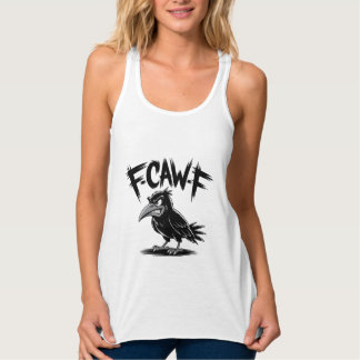 Angry Crow “F-CAW-F” – Edgy Cartoon Bird Design タンクトップ