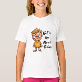 Angry Cute Boy Cartoon T-Shirt – Funny Grumpy Mood Tシャツ