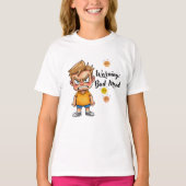Angry Cute Boy Cartoon T-Shirt – Funny Grumpy Mood Tシャツ (正面)