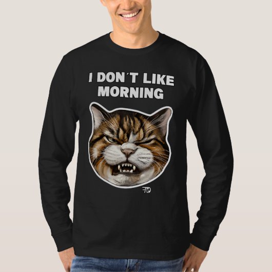 Angry cute Cat With Bad Mood And Mug says no   3 Tシャツ (正面)