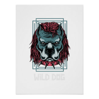 Angry Dog Logo | Spiked Collar Bulldog Artwork ポスター