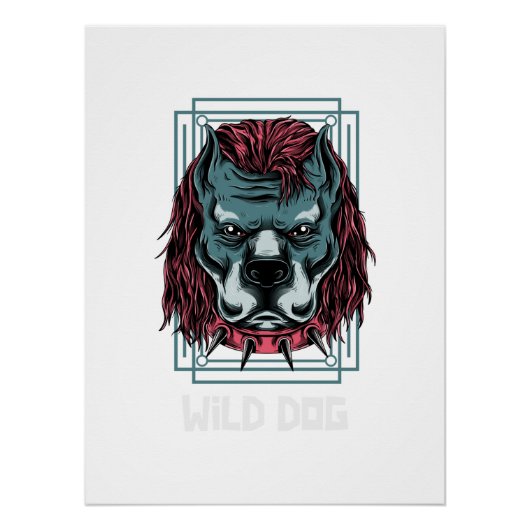 Angry Dog Logo | Spiked Collar Bulldog Artwork ポスター (正面)