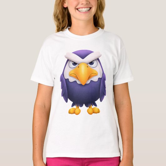 Angry Eagle Mascot – Fierce Purple cute Bird Kids Tシャツ (正面)