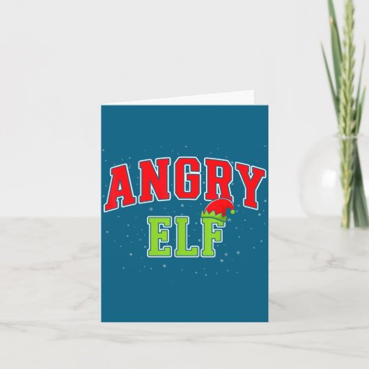 Angry Elf Christmas Family Matching Group Xmas カード (正面)