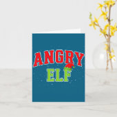 Angry Elf Christmas Family Matching Group Xmas カード (黄色い花)