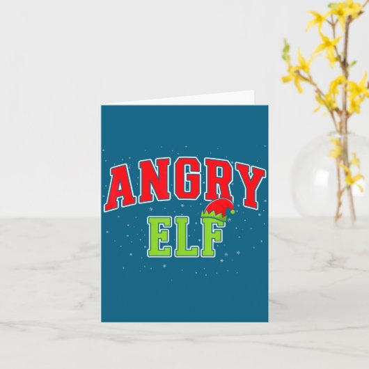 Angry Elf Christmas Family Matching Group Xmas  カード (黄色い花)