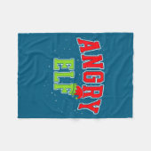 Angry Elf Christmas Family Matching Group Xmas  フリースブランケット (正面(横))