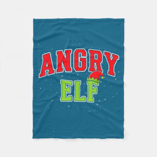Angry Elf Christmas Family Matching Group Xmas  フリースブランケット (正面)