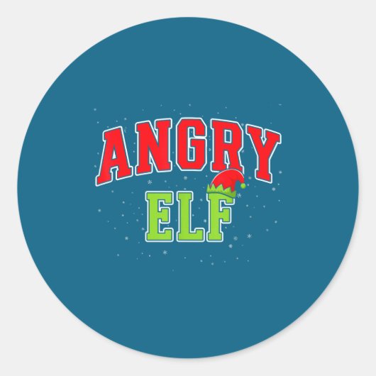 Angry Elf Christmas Family Matching Group Xmas  ラウンドシール (正面)