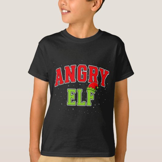 Angry Elf Christmas Family Matching Group Xmas Tシャツ (正面)