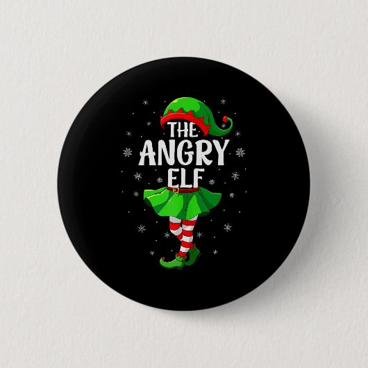 Angry Elf Christmas Girls Women Elf Squad Xmas Fam 缶バッジ (正面)