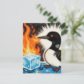 Angry fire breathing MN Loon melting ice Postcard ポストカード (スタンド正面)