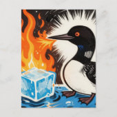 Angry fire breathing MN Loon melting ice Postcard ポストカード (正面)