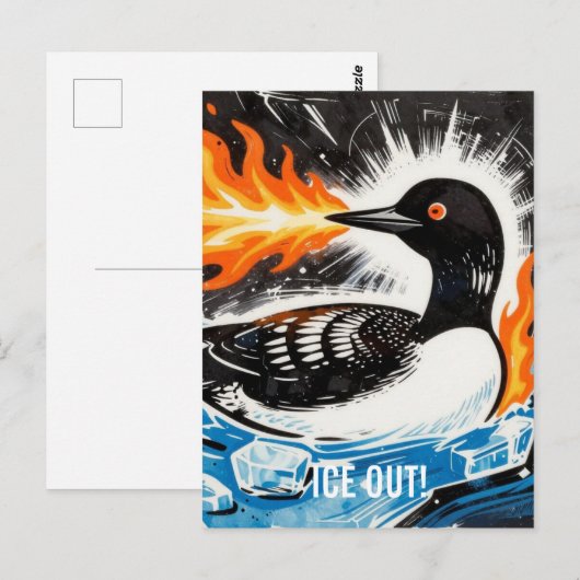 Angry fire breathing MN Loon melting ice Protest ポストカード (正面/裏面)