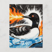 Angry fire breathing MN Loon melting ice Protest ポストカード (正面)