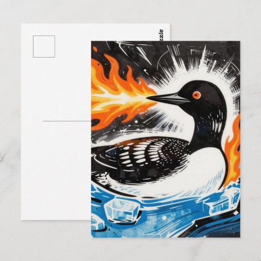 Angry fire breathing MN Loon melting ice Protest ポストカード (正面/裏面)