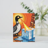 Angry fire eyes MN Loon melting ice  ポストカード (スタンド正面)