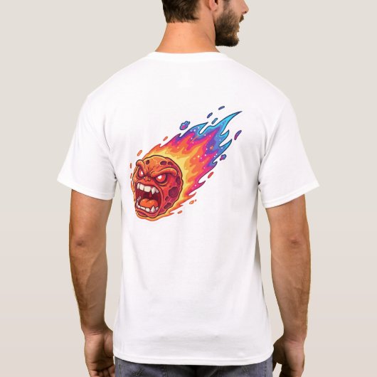 Angry Flaming Meteor Fireball Space Comet Cartoon  Tシャツ (裏面)