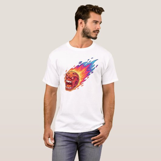 Angry Flaming Meteor Fireball Space Comet Cartoon  Tシャツ (正面フル)