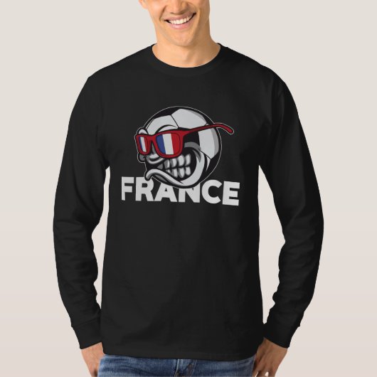Angry France Soccer Ball with Sunglasses French Fl Tシャツ (正面)