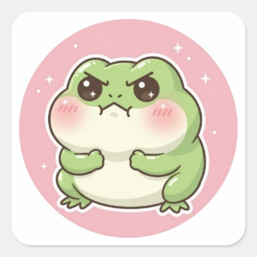 Angry Frog Sticker Funny Mad Frog Meme Cute Aggres スクエアシール (正面)