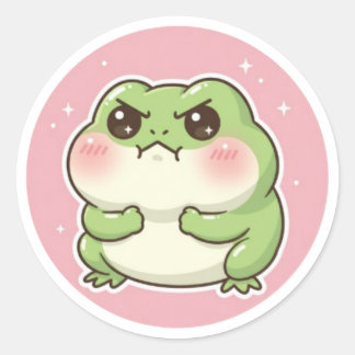 Angry Frog Sticker Funny Mad Frog Meme Cute Aggres ラウンドシール