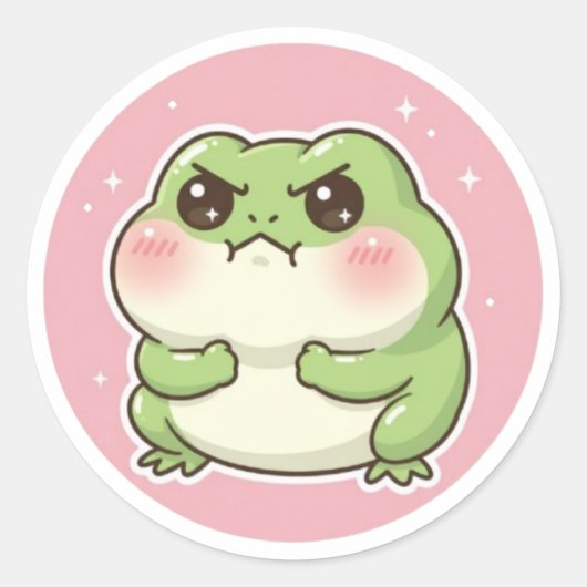 Angry Frog Sticker Funny Mad Frog Meme Cute Aggres ラウンドシール (正面)