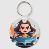 Angry funny girl キーホルダー (正面)