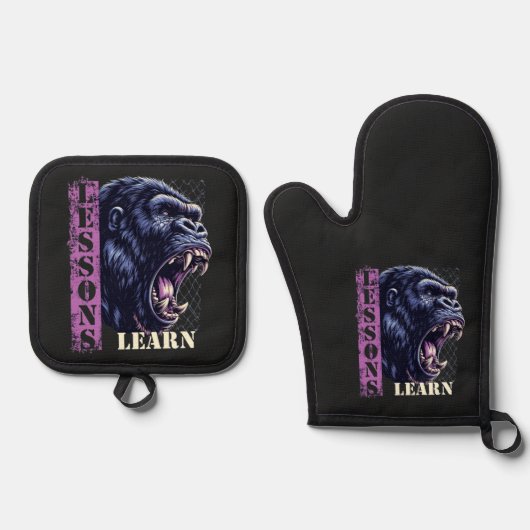 Angry Gorilla Oven Mitt And Pot Holders 鍋つかみ&鍋敷きセット (正面)