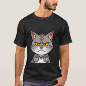 Angry Grey Tabby Cat Grumpy Stare ✨🐾😠 Tシャツ (正面)