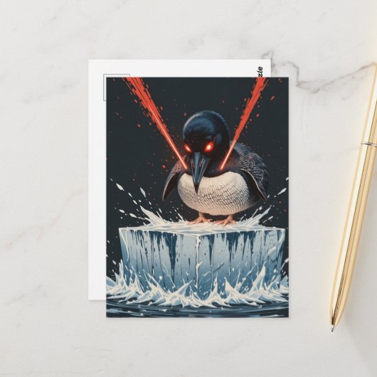 Angry laser eyes MN Loon melting ice Postcard ポストカード (正面/裏面インサイチュ)
