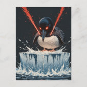Angry laser eyes MN Loon melting ice Postcard ポストカード (正面)