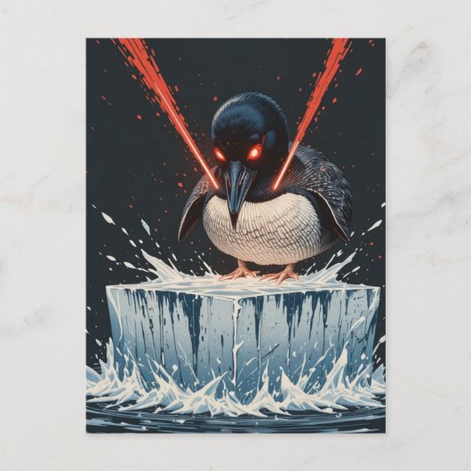 Angry laser eyes MN Loon melting ice Postcard ポストカード (正面)