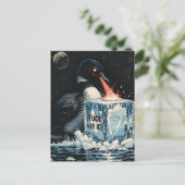 Angry lazer eyes MN Loon melting ice Postcard ポストカード (スタンド正面)