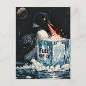 Angry lazer eyes MN Loon melting ice Postcard ポストカード (正面)