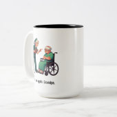 Angry Nurse Dealing With Stubborn Elderly Patient  ツートーンマグカップ (正面左)