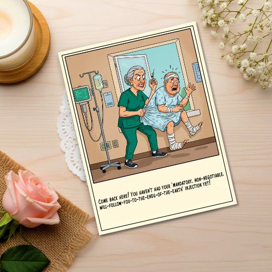 Angry Nurse Stops Patient Window Escape Get Well ポストカード