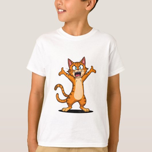 Angry Orange Tabby Cat Cartoon Tシャツ (正面)