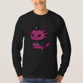 Angry Pink Axolotl Gothic Kawaii Skull Hat Creatur Tシャツ (正面)