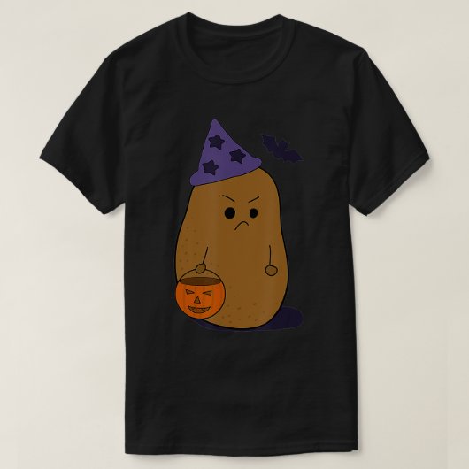 Angry Potato Funny Halloween Grumpy Potato Wizard Tシャツ (デザイン正面)