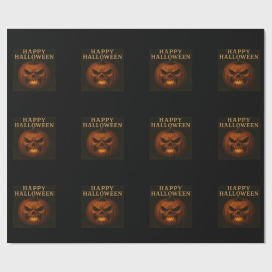 Angry Pumpkin Halloween Wrapping Paper ラッピングペーパー (フラット)
