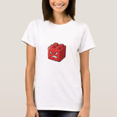 Angry Red Building Brick Character Illustration Tシャツ (正面)
