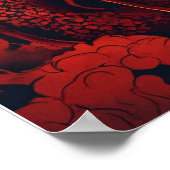 Angry Red Dragon Wall Art Poster – Fierce Fantasy  ポスター (角)