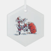 Angry Santa hexagon glass ornament ガラスオーナメント (正面)
